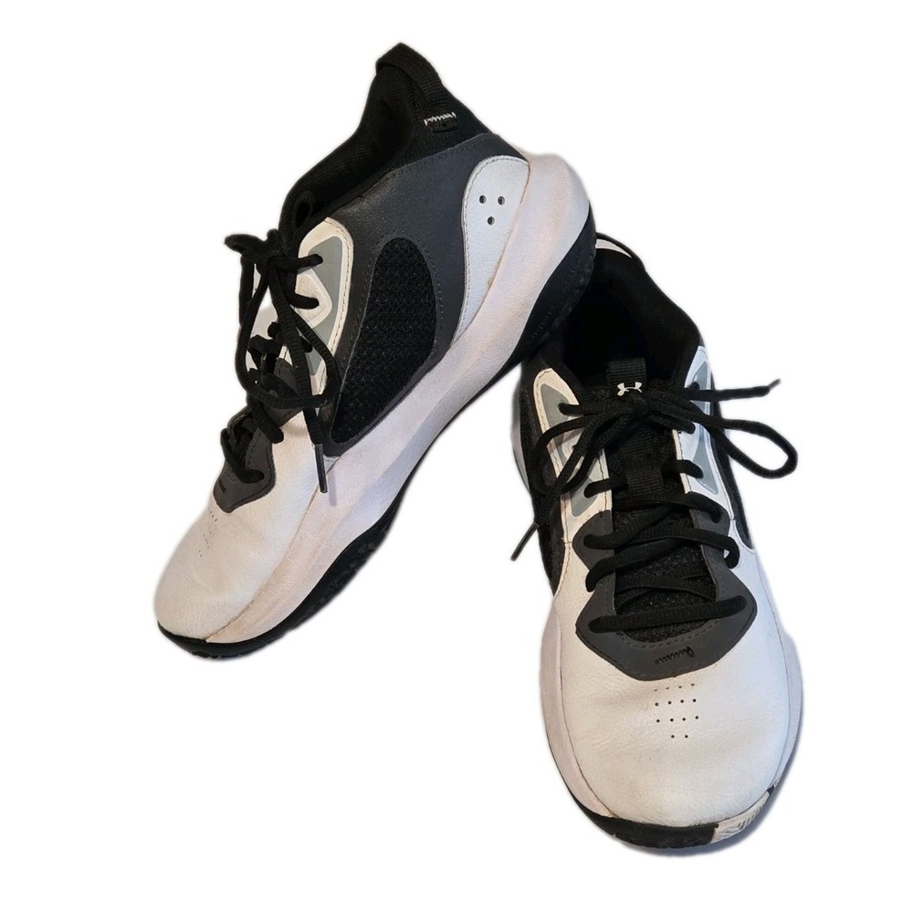 Under Armour Basketball Shoes Youth 6Y Boys Girls Black White Athletic Sneakers